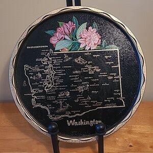 VINTAGE Mid Century Modern Washington State Tin Serving Tray